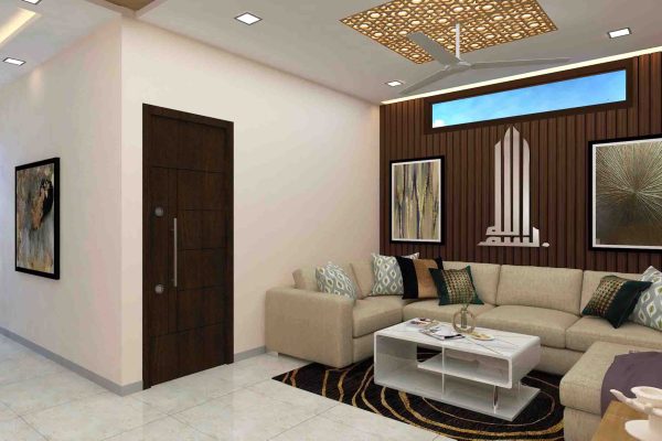 Luxurious living room interior with plush seating, warm lighting, and modern décor (15)